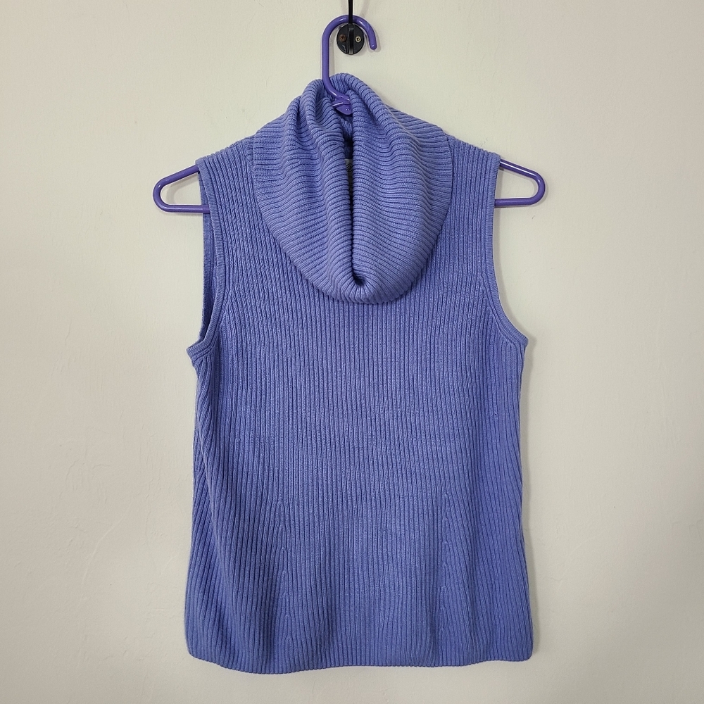 Purple‎ Sleeveless Rib Knit Turtleneck Sweater Womens Size Medium
